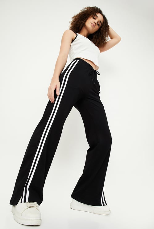 Women Striped Wide Leg Sports Track Pants