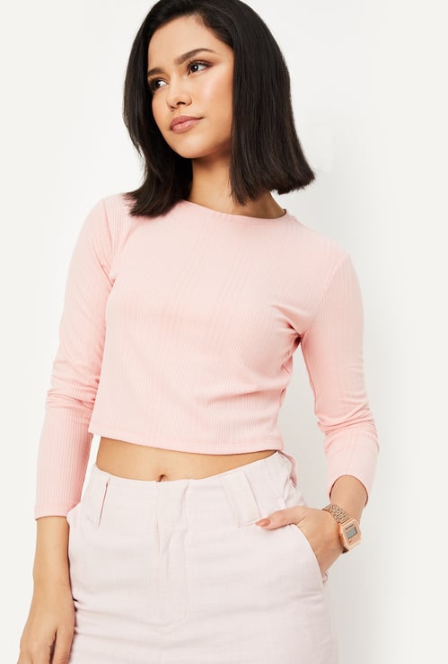 Women Rib Knit Crop Top