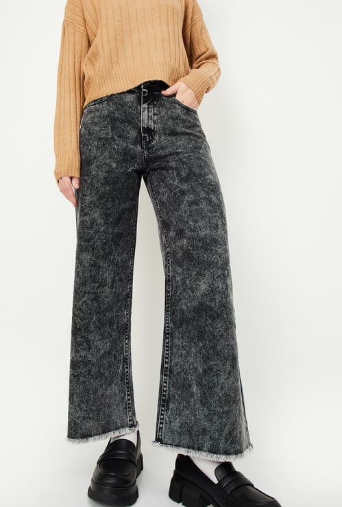 Women Washed Wide Leg Jeans