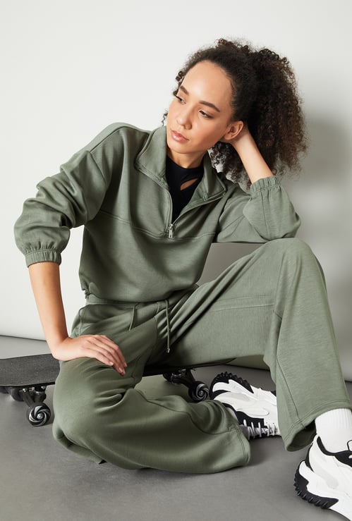 Women Solid Athleisure Sweatshirt