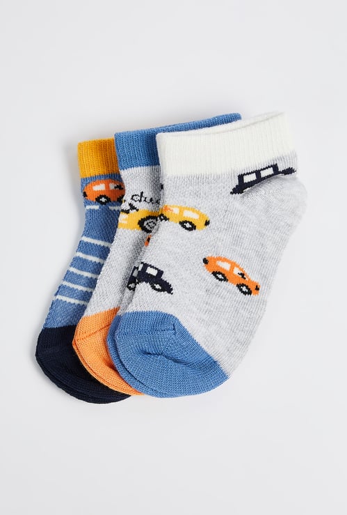 Boys Patterned Ankle-Length Socks - Pack of 3