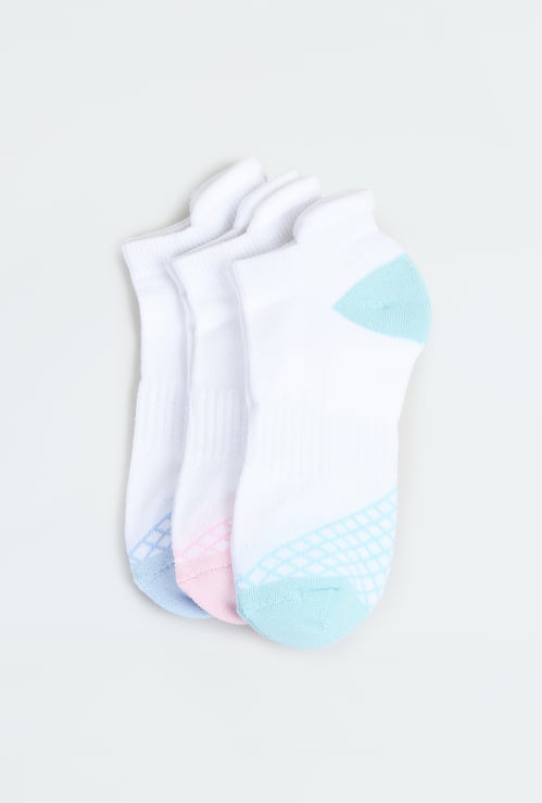 Girls Colourblock Ankle Length Socks - Pack of 3