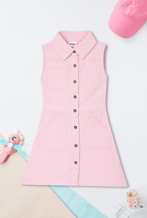 Girls Solid A-line Dress