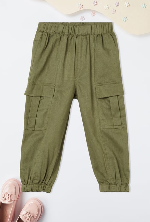 Girls Solid Cargo Joggers