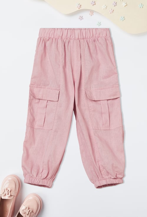 Girls Solid Cargo Joggers