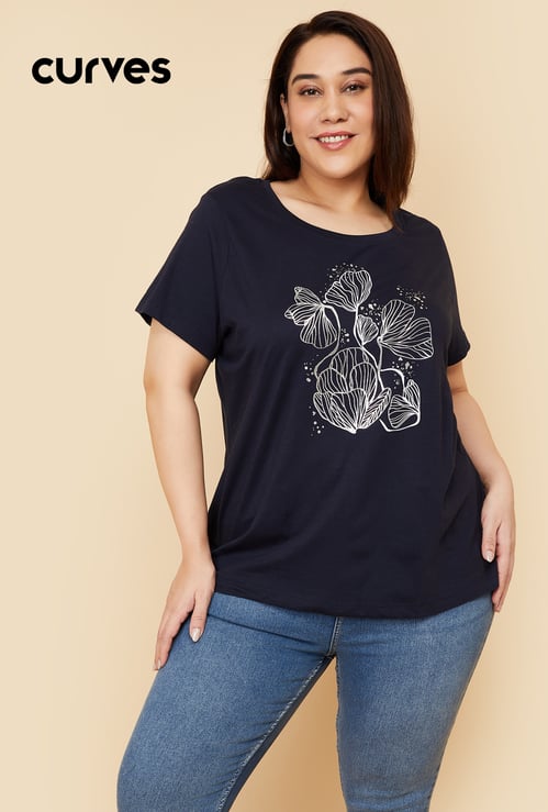 Women Metallic Printed T-shirt