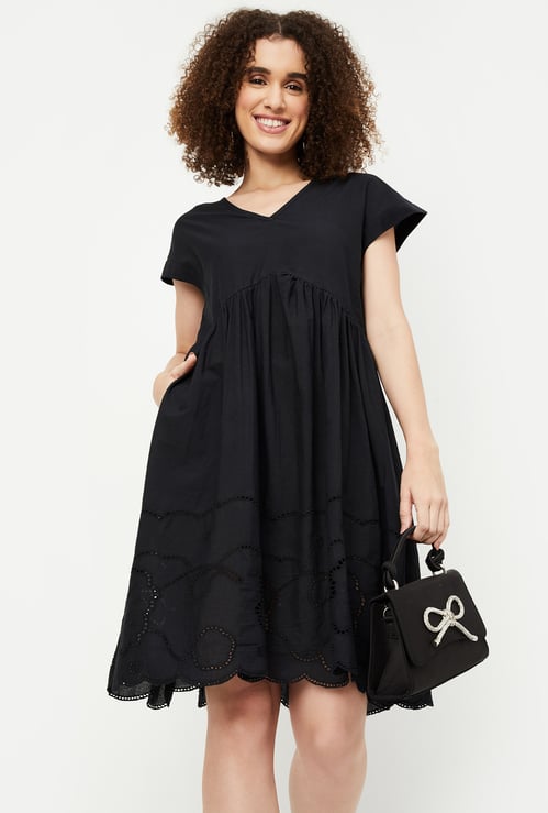 Women Schiffli A-line Dress