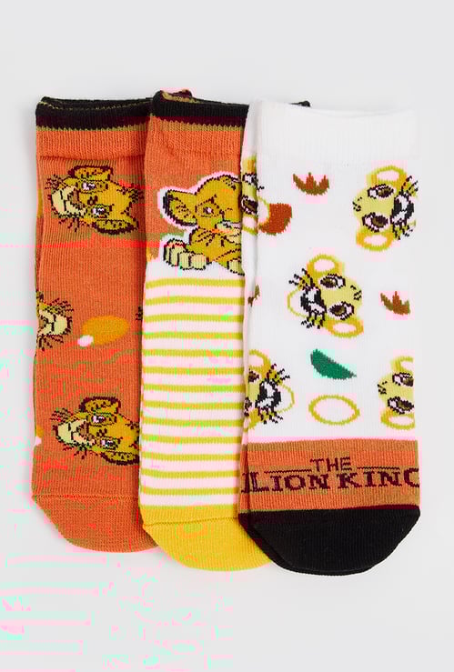 Boys Simba Print No-Show Socks - Pack of 3