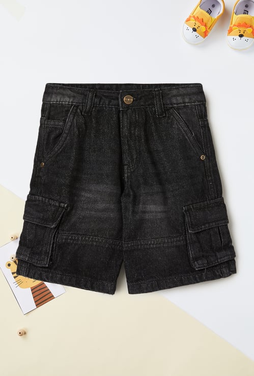 Boys Washed Denim Cargo Jorts