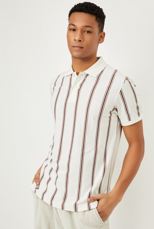 Men Striped Polo T-shirt