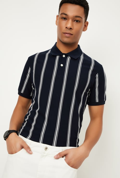 Men Striped Polo T-shirt