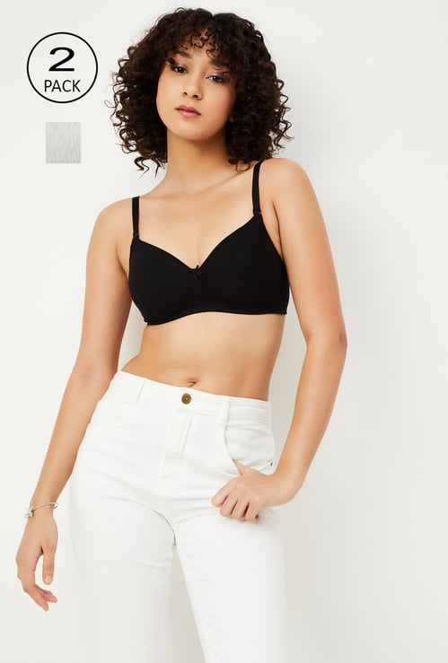 Women Solid Padded Non-Wired Bra - Pack of 2