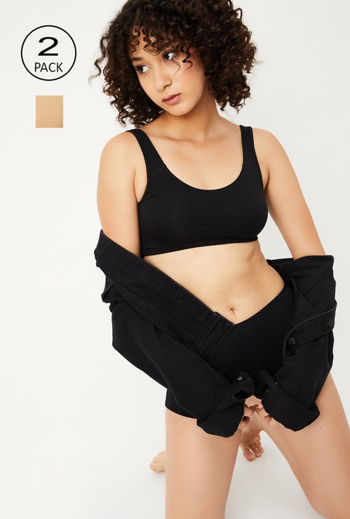 Women Solid Non-Padded Sports Bras - Pack of 2