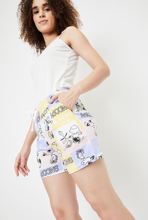 Women Snoopy Print Sleep Shorts