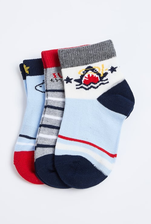 Boys Patterned Ankle-length Socks - Pack of 3