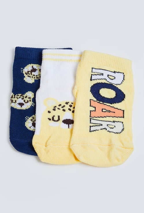 Boys Patterned Anti-skid Socks - Pack of 3