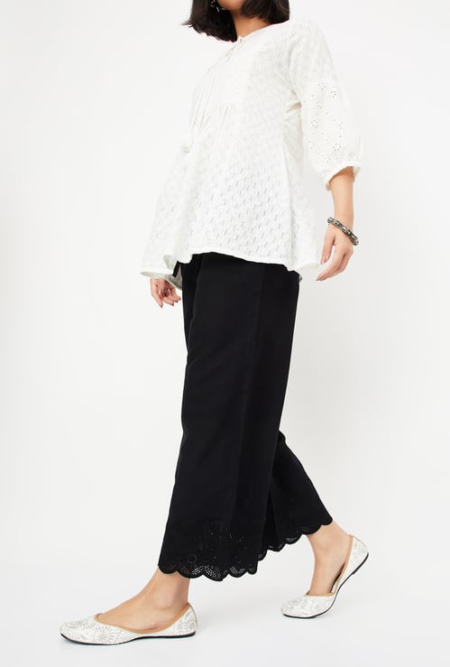Women Schiffli Hem Palazzos