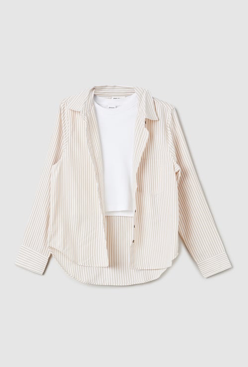 Girls Striped Shirt with T-shirt