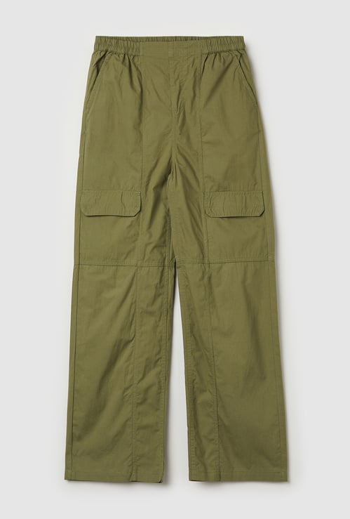 Girls Solid Cargo Trousers