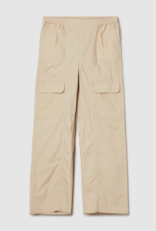 Girls Solid Cargo Trousers