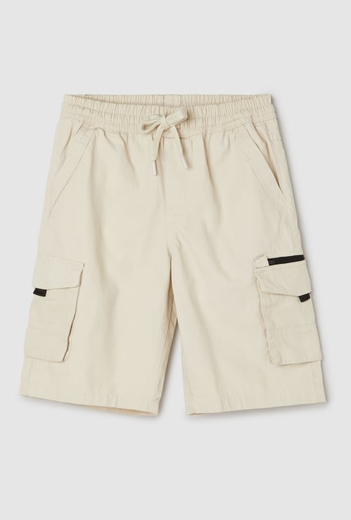 Boys Solid Cargo Shorts