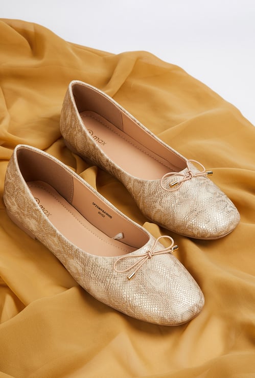 Women Animal Textured Ballerinas with Bow