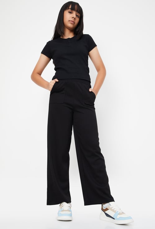 Girls Knit Wide-Leg Trousers