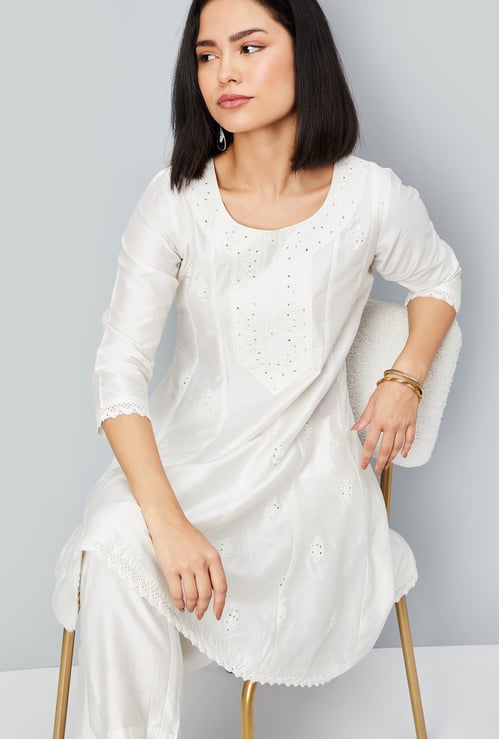 Kalki x Max Women Embroidered A-line Kurti Set