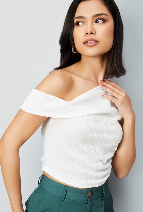 Women Textured One-shoulder Top