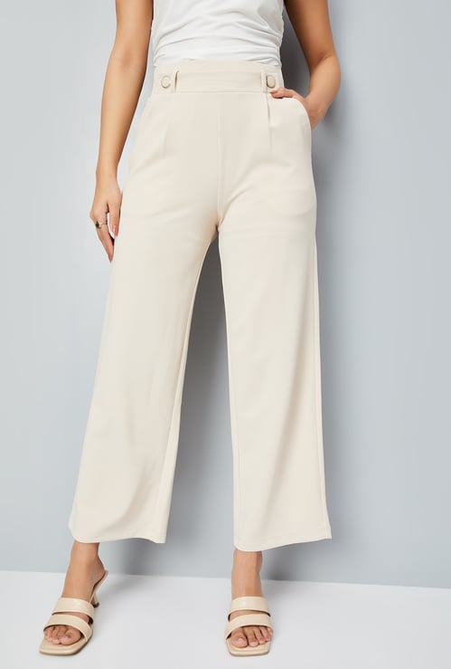 Women Solid Wide-Leg Trousers