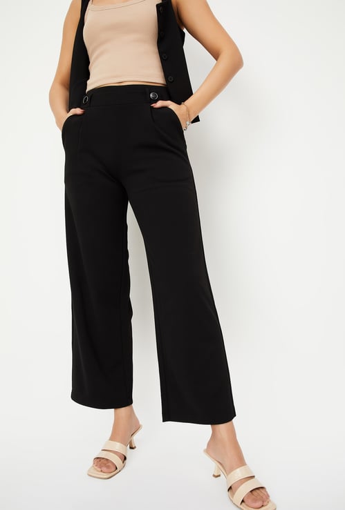 Women Solid Wide-Leg Trousers