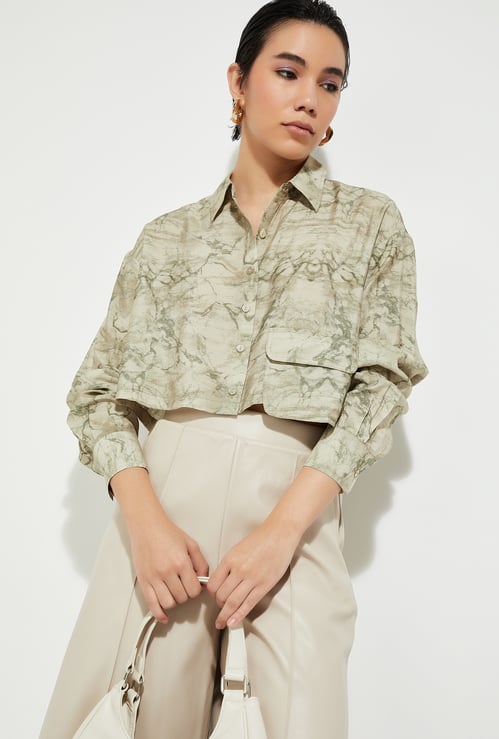 URB_N Women Printed Crop Shirt