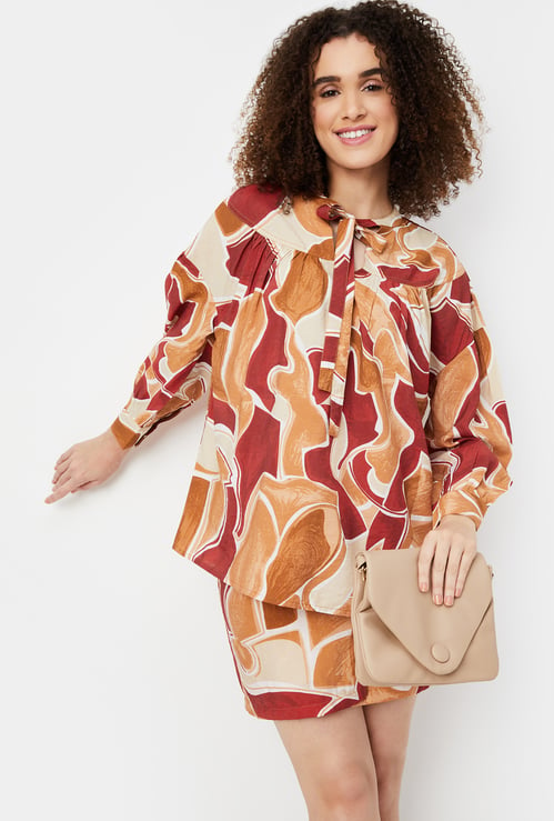 Women Printed Bishop Sleeves Top