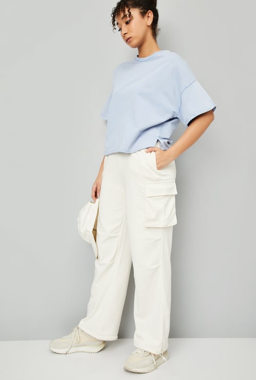 Women Solid Cargo Parachute Pants