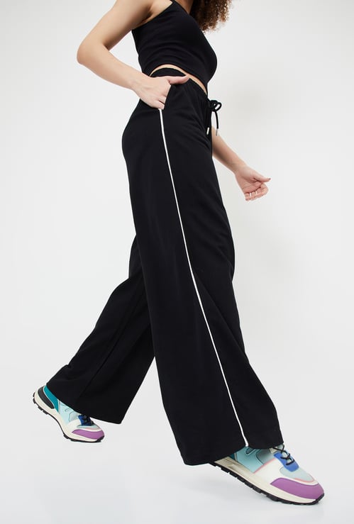 Women Side Striped Wide-Leg Track Pants