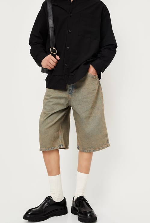 Men Washed Denim Shorts