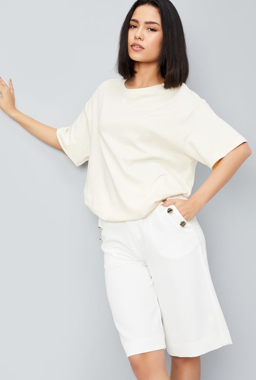 Women Solid Oversized Boxy T-shirt