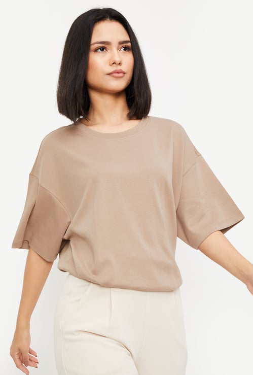 Women Solid Oversized Boxy T-shirt