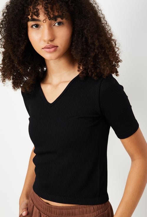 Women Ribbed Sports T-shirt