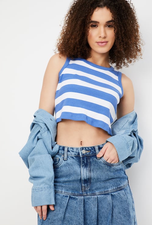 Women Striped Crop Tank Top