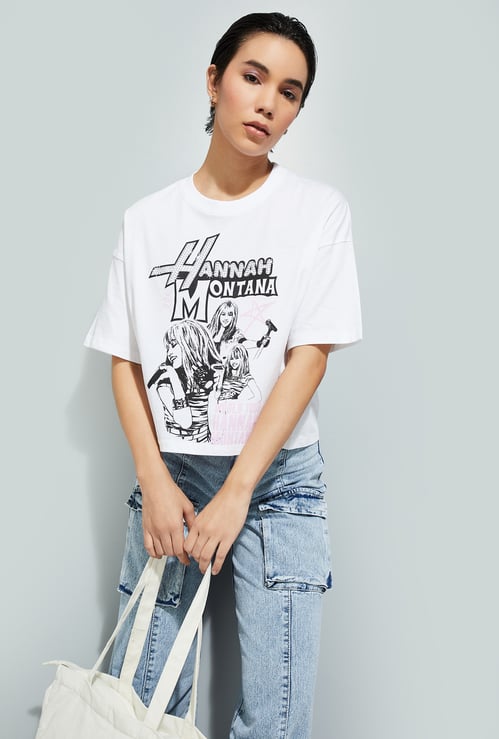 URB_N Women Hannah Montana Print Boxy Fit T-shirt