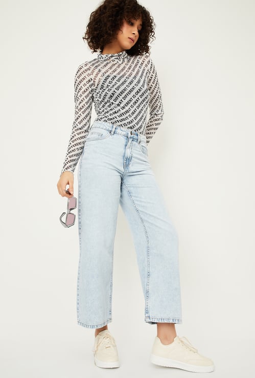 Women Washed Wide Leg Jeans