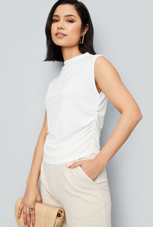 Women Striped Ruched Crop Top