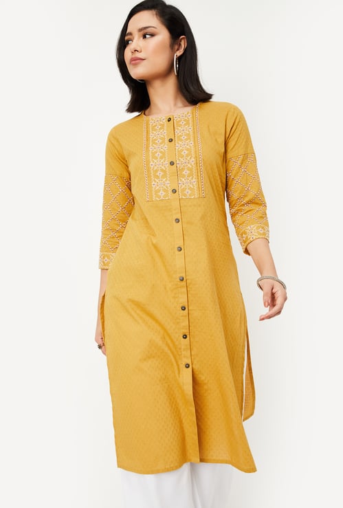 Women Embroidered Straight Kurta