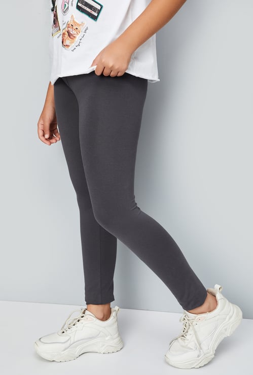 Girls Solid Skinny Fit Leggings