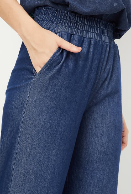 Women Wide Leg Elasticated Jeans