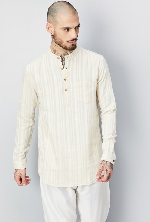 Men Striped Short Kurta