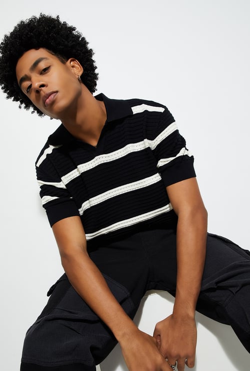 URB_N Men Striped Polo T-shirt