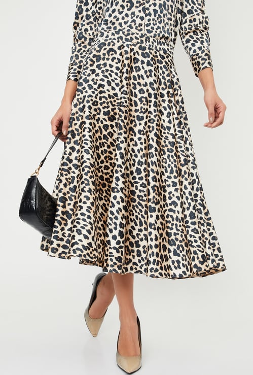 Women Leopard Printed Midi Skirt