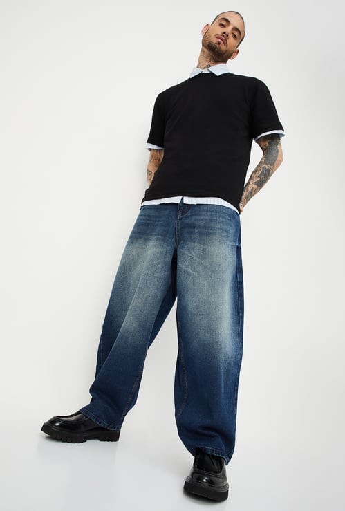 Men Washed Loose Fit Jeans